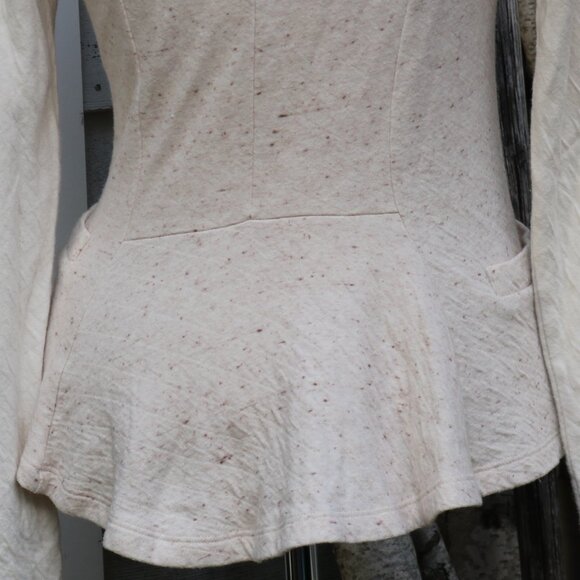 Dolan Left Coast Anthropologie Oatmeal Knit Quilted Sleeve Moto Jacket Sz SMALL - Picture 6 of 8